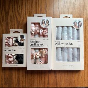 Kitsch Satin Scrunchie Set - Pink, Black, Cream